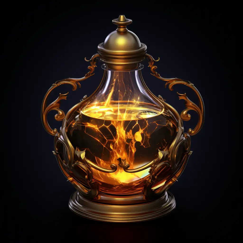 magic mana potion medicine bottle icon 3D material game UI golden art gold