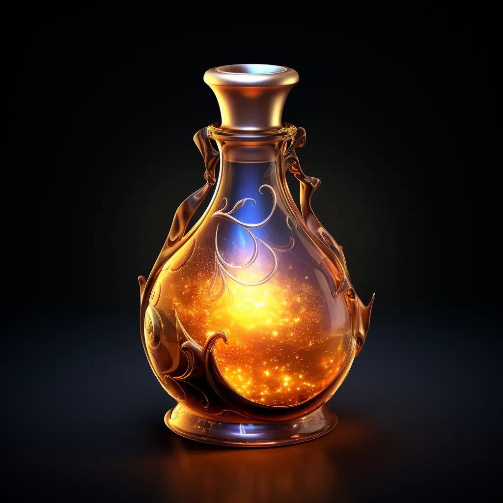 magic mana potion medicine bottle icon 3D material game art gold golden UI