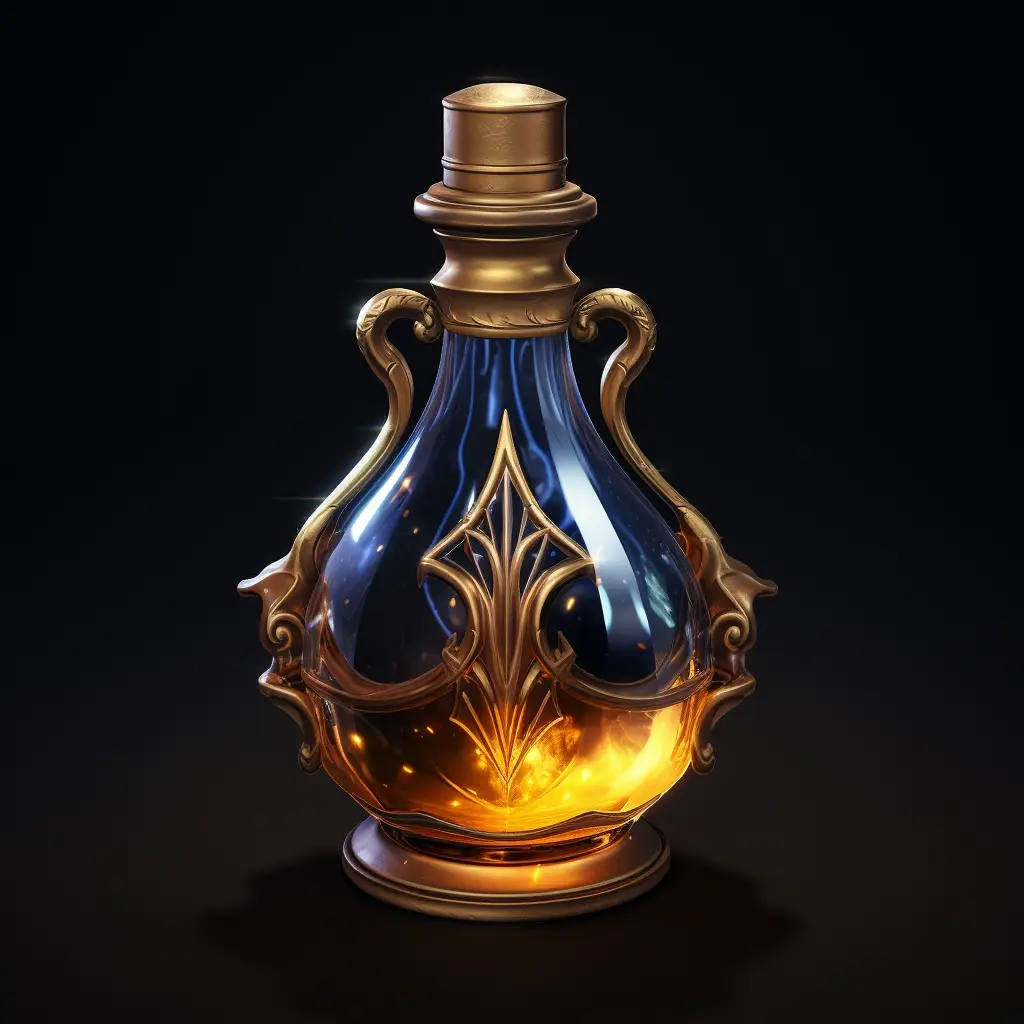 magic mana potion medicine bottle icon 3D material game golden art gold UI