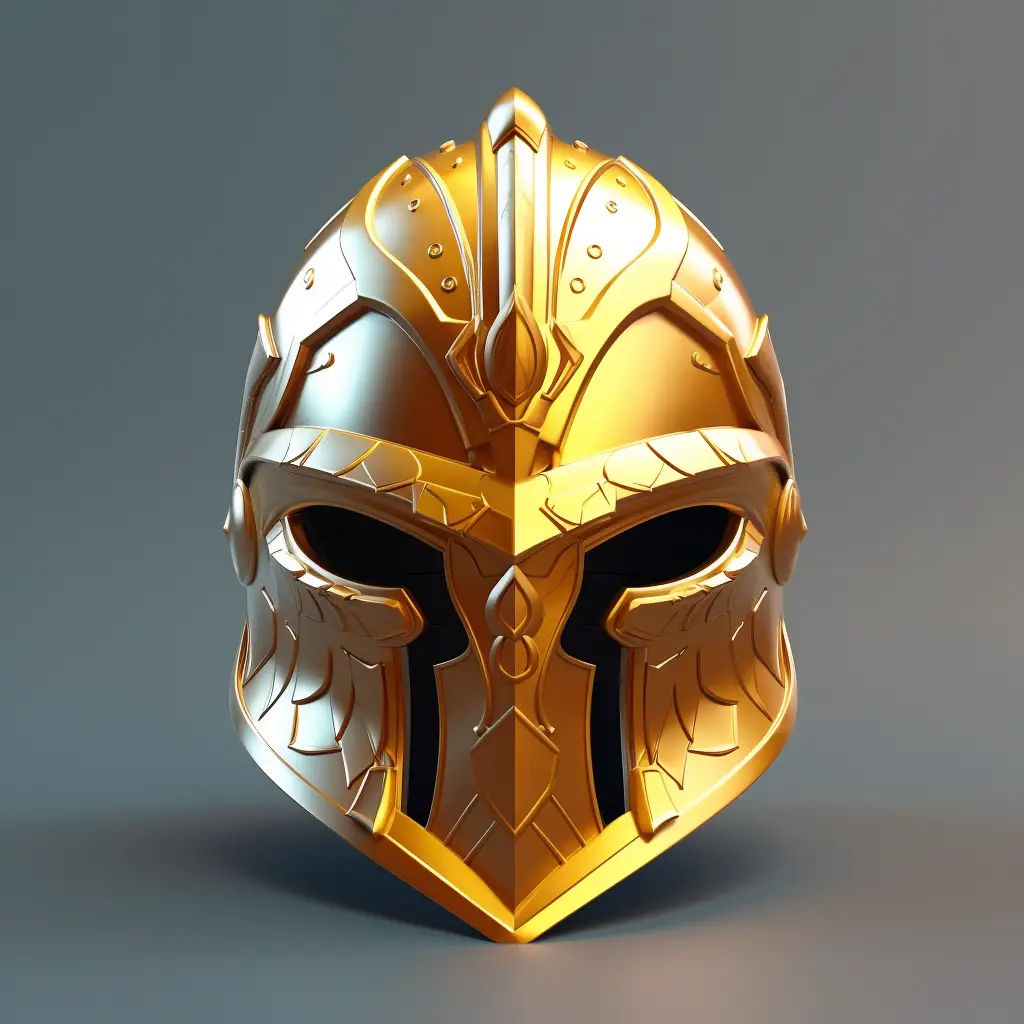 mask helmet icon 3D material game UI golden art gold