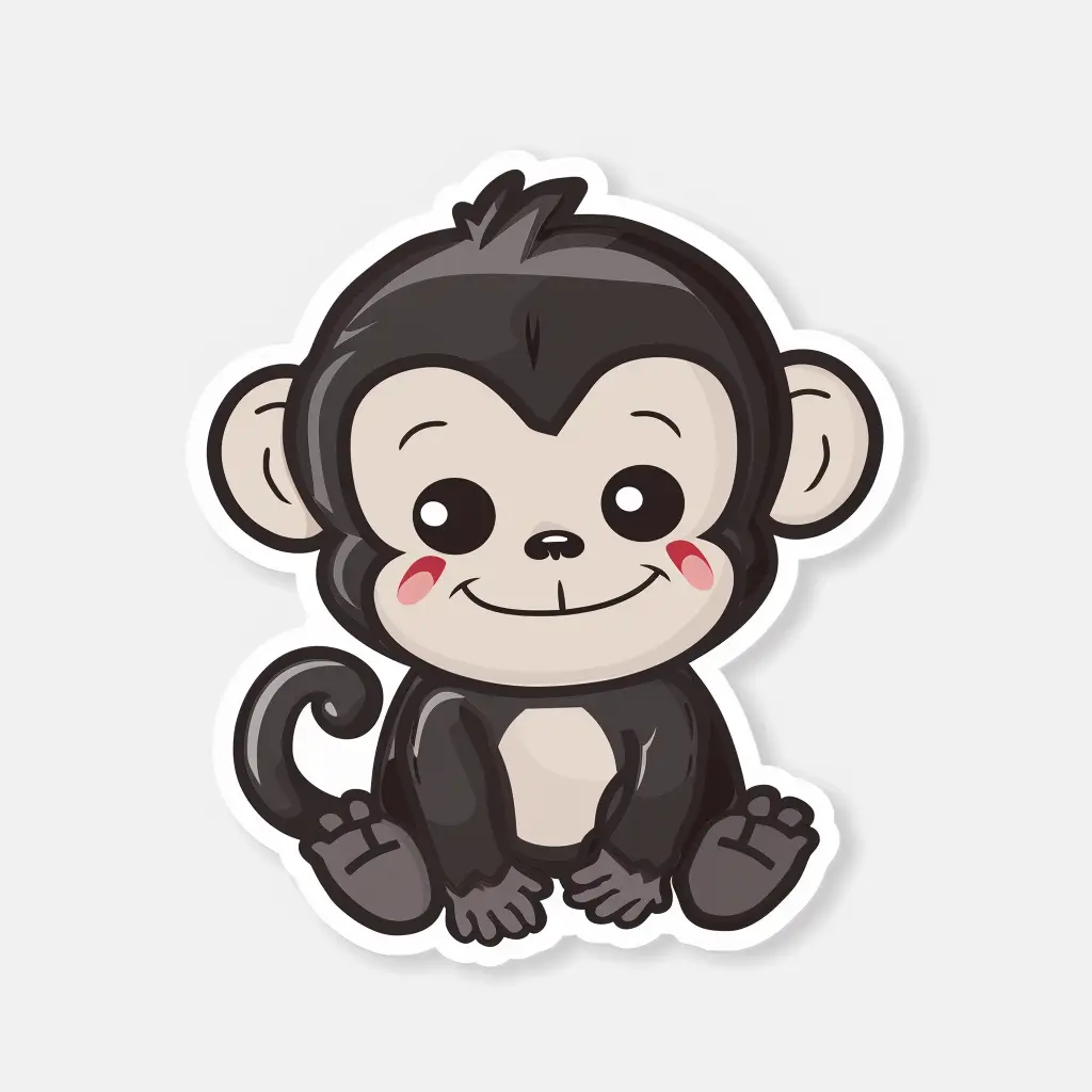 monkey logo vector sticker cute line cartoon