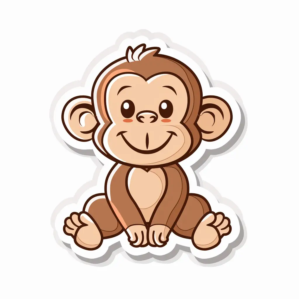 monkey logo vector sticker line cute cartoon