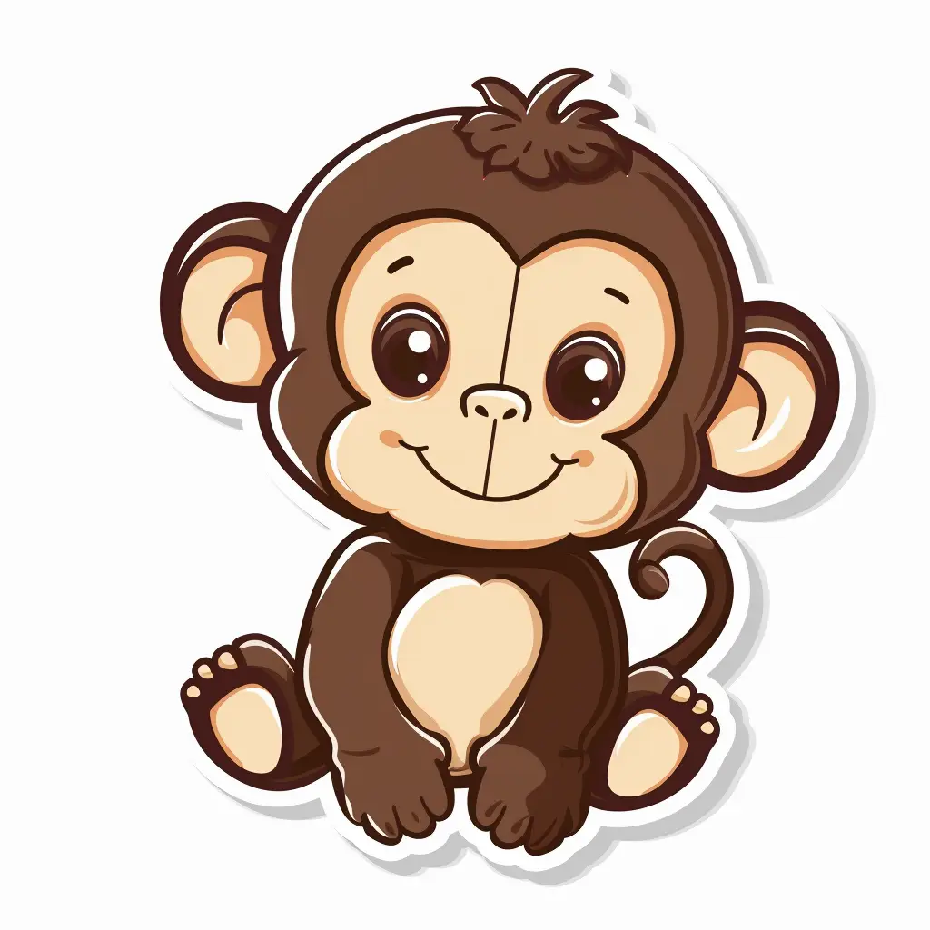monkey vector logo sticker cute line cartoon