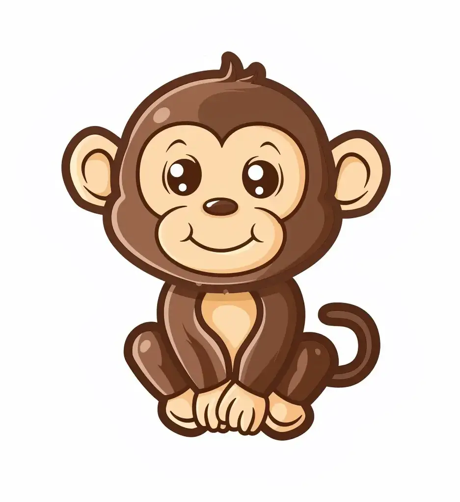 monkey vector logo sticker line cute cartoon