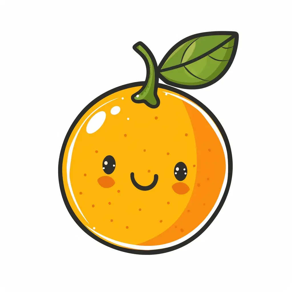 orange logo sticker vector line cute cartoon