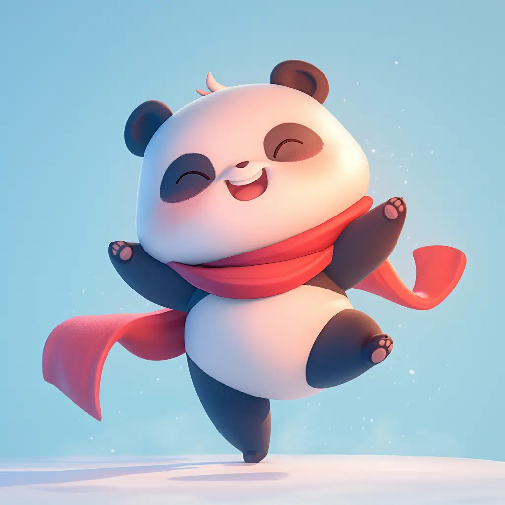 panda cute happy 3D character cartoon design