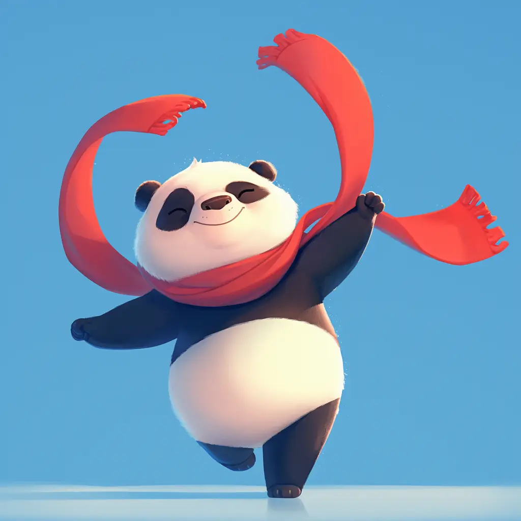 panda cute happy 3D character design cartoon