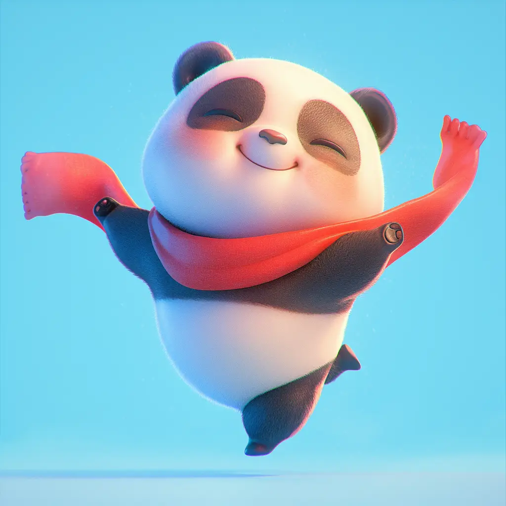 panda cute happy character 3D cartoon design
