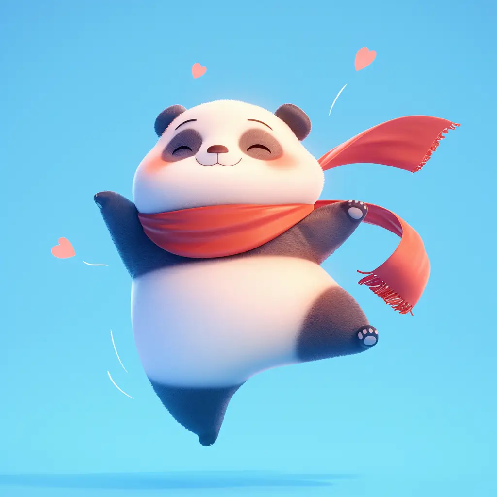 panda cute happy character 3D design cartoon