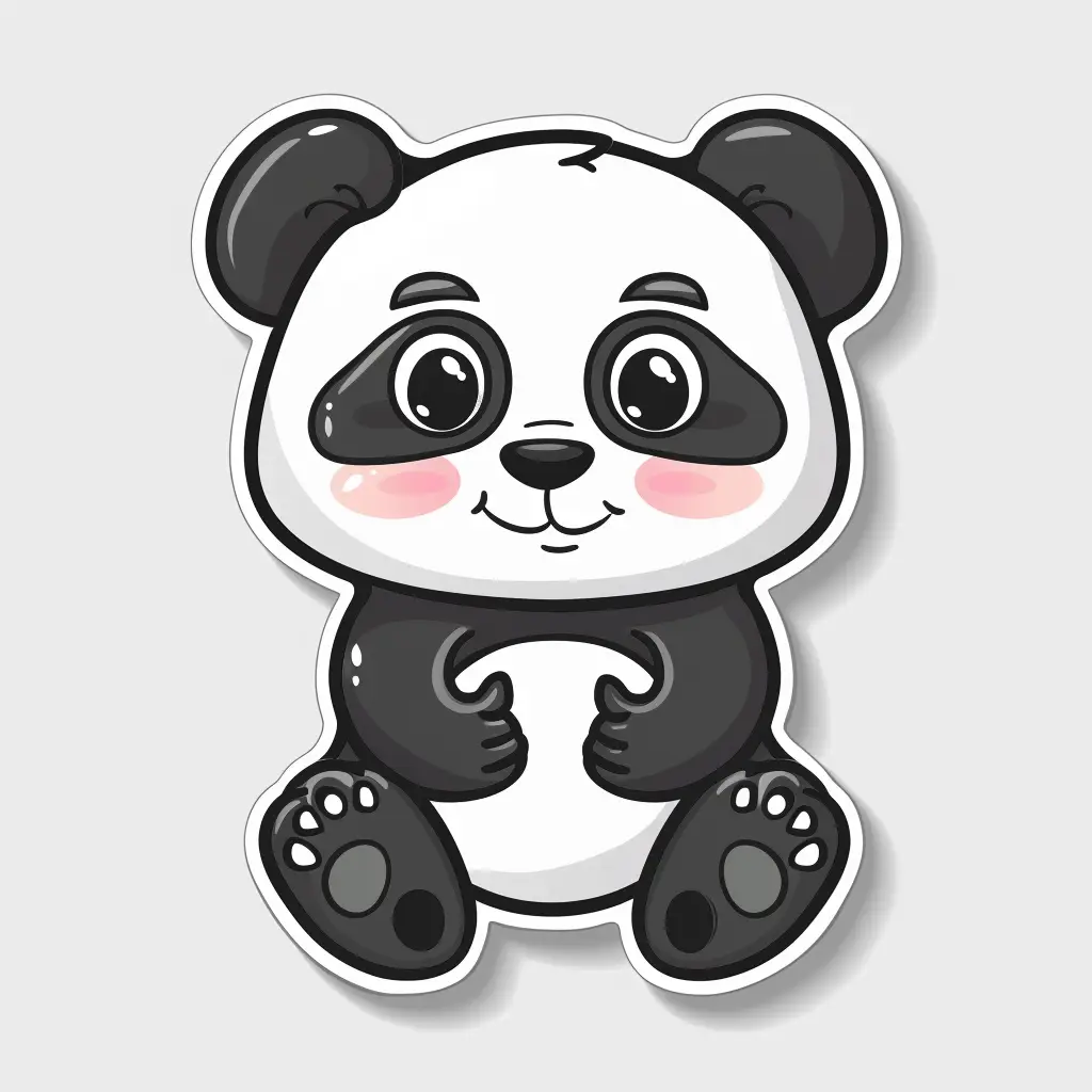 panda logo vector sticker cute line cartoon