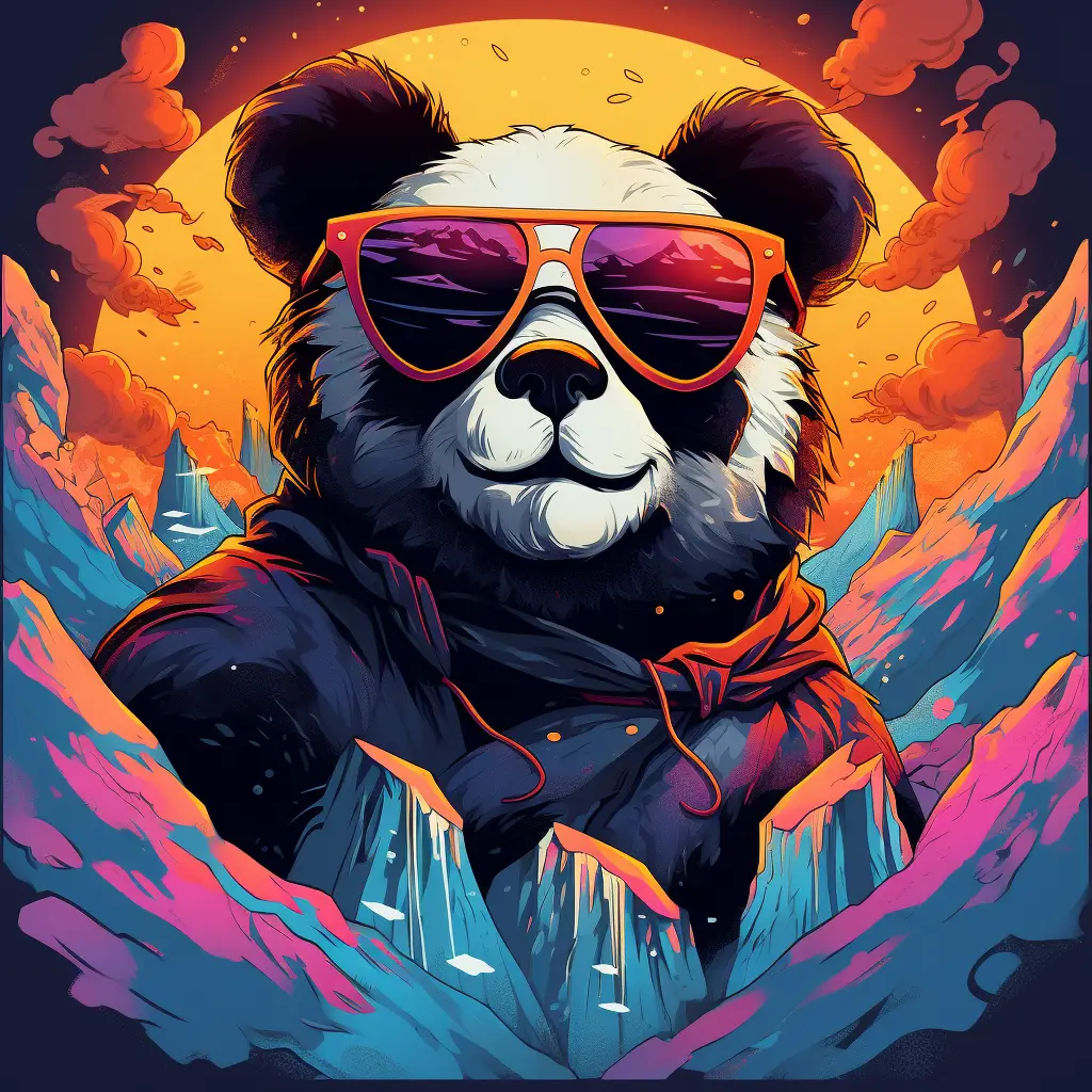 panda sunglass glasses cartoon illustration