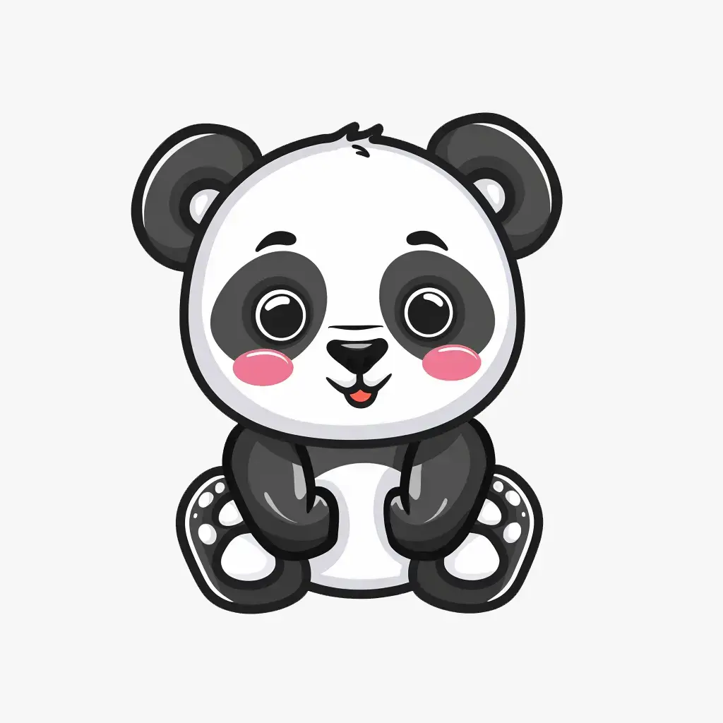 panda vector logo sticker cute line cartoon