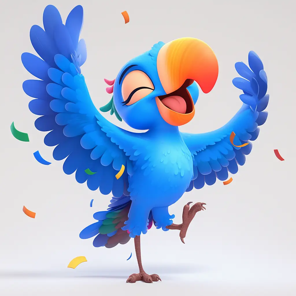 parrot bird cute happy 3D character cartoon design