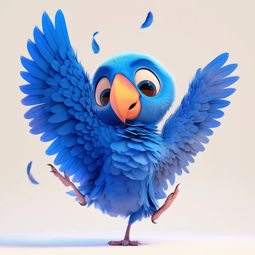 parrot bird cute happy character 3D cartoon design