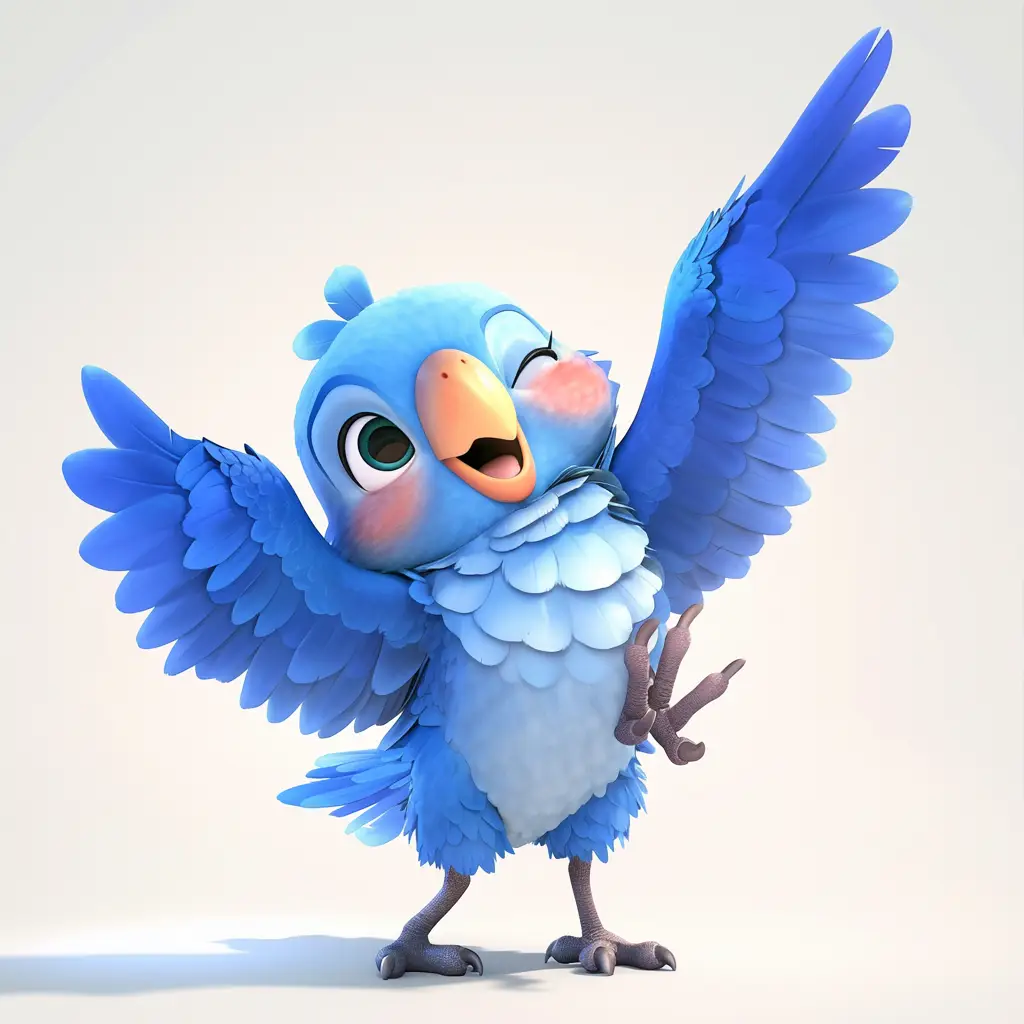 parrot bird cute happy character 3D design cartoon