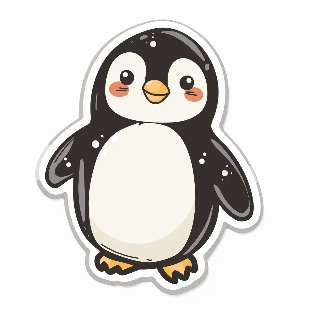 penguin vector logo sticker line cute cartoon