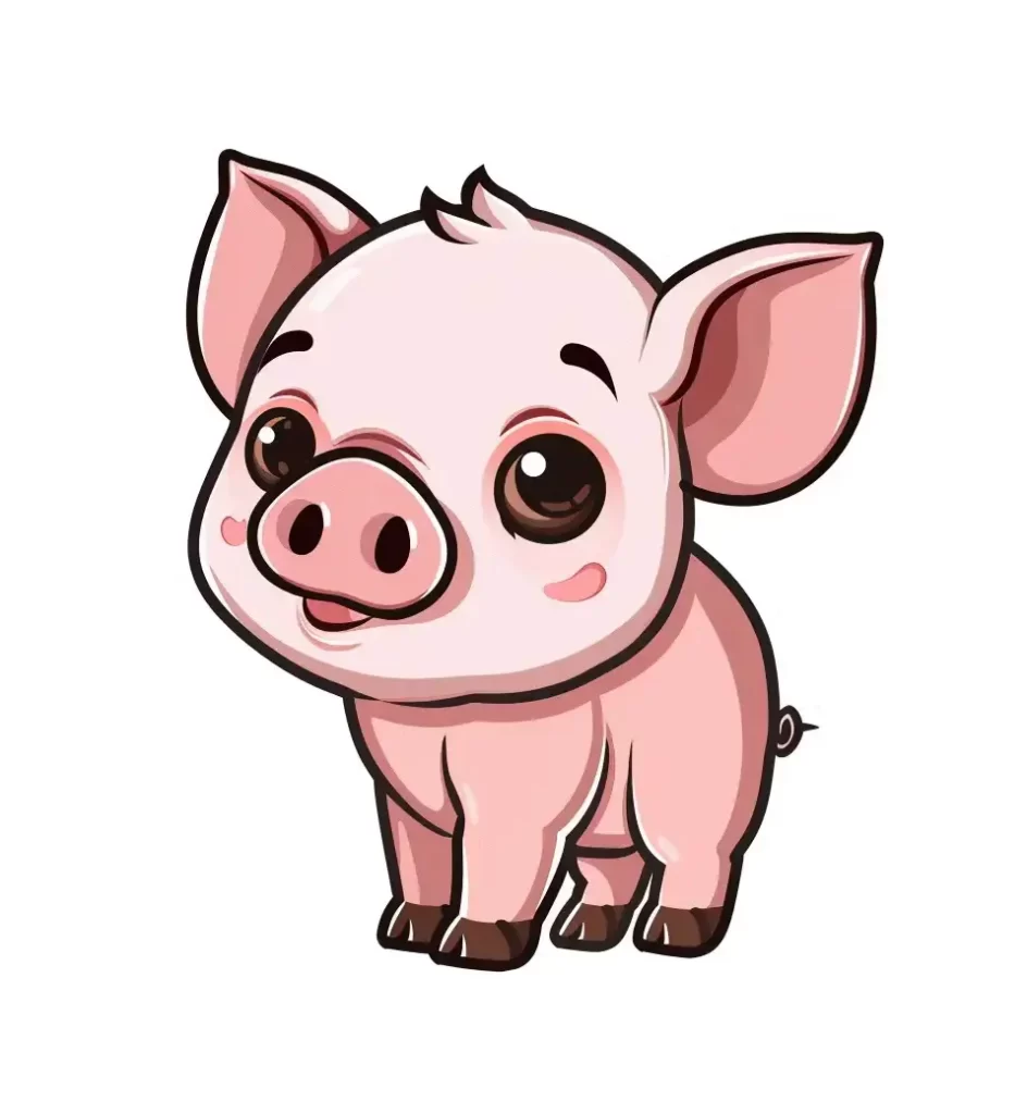 pig logo vector sticker cute line cartoon illustration