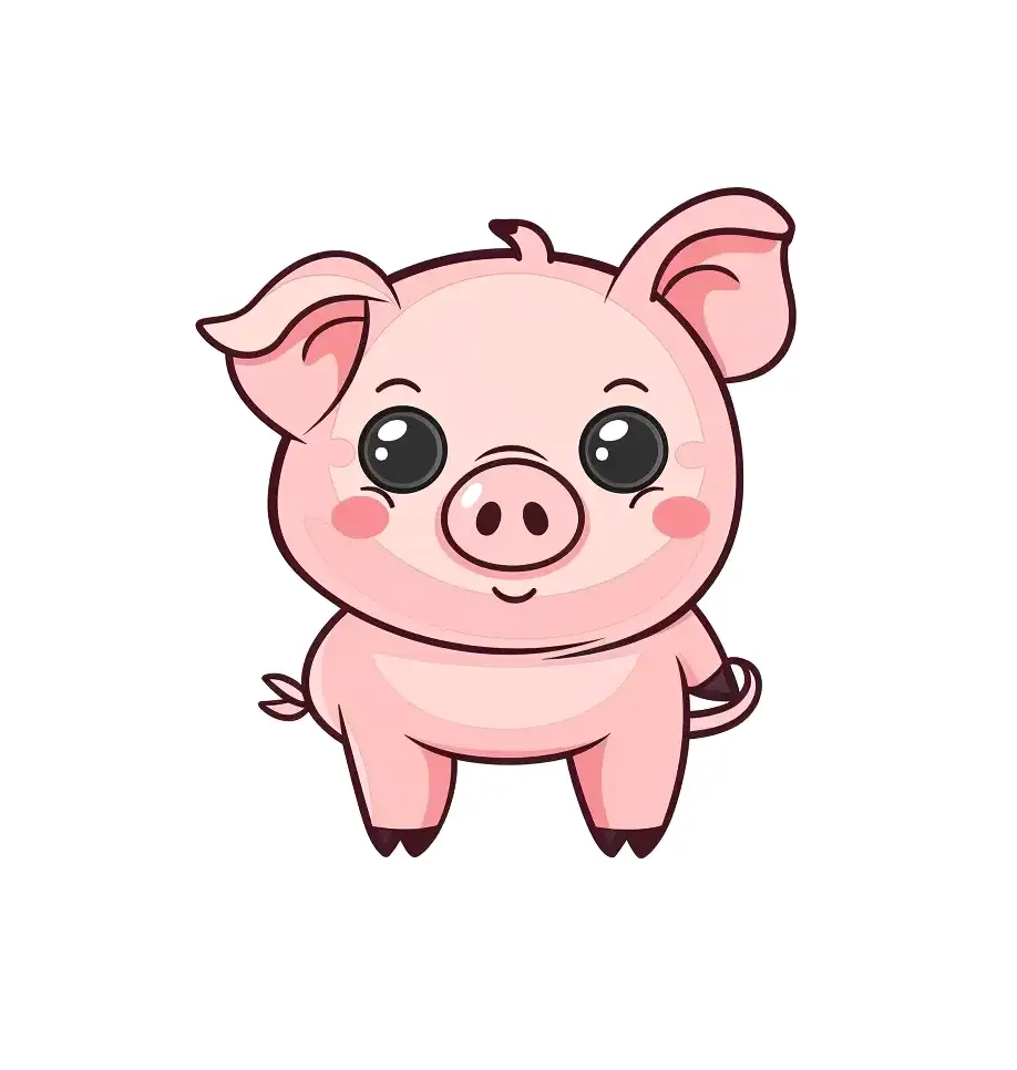 pig vector logo sticker cute line cartoon illustration