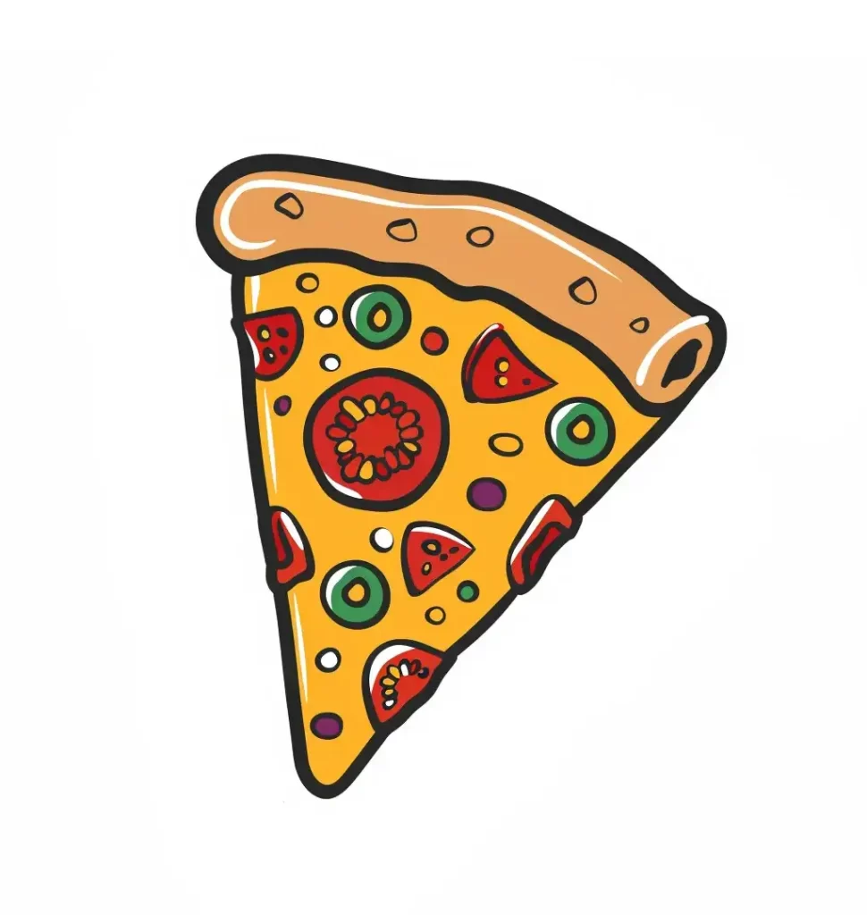 pizza logo vector sticker cute line cartoon