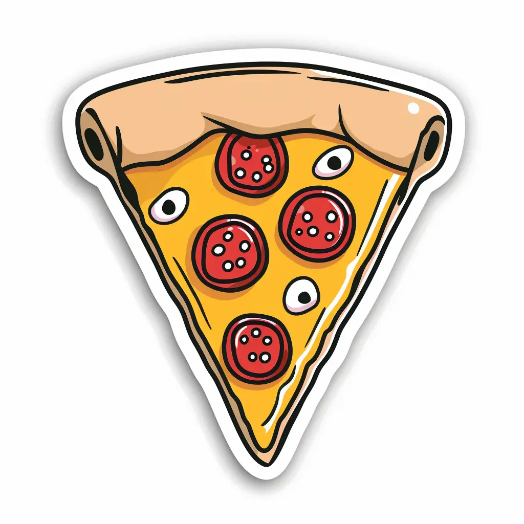 pizza logo vector sticker line cute cartoon