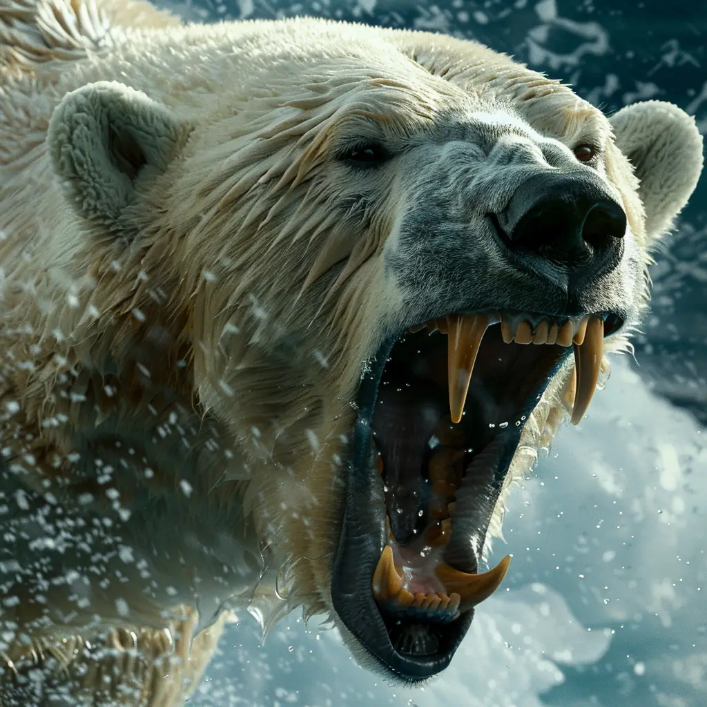 polar bear roar teeth angry dangerous photography