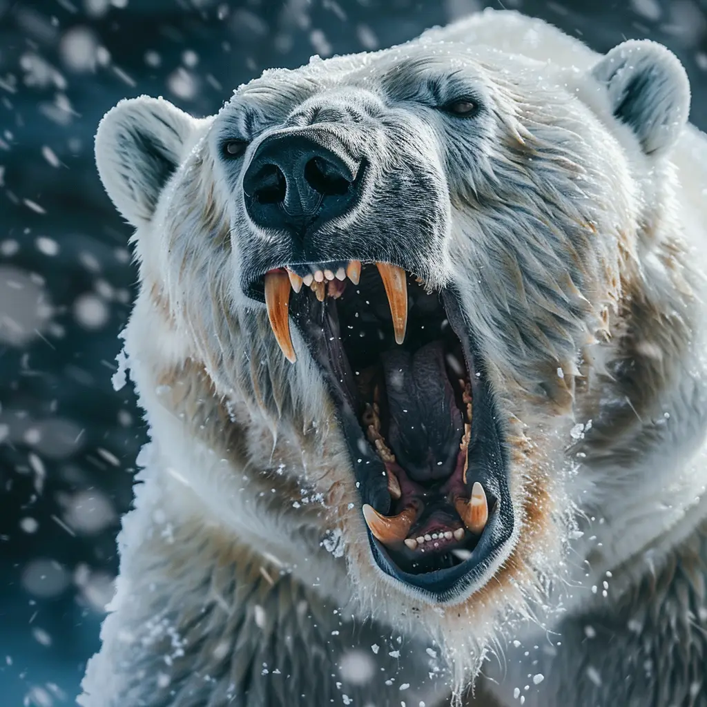 polar bear roar teeth dangerous angry photography