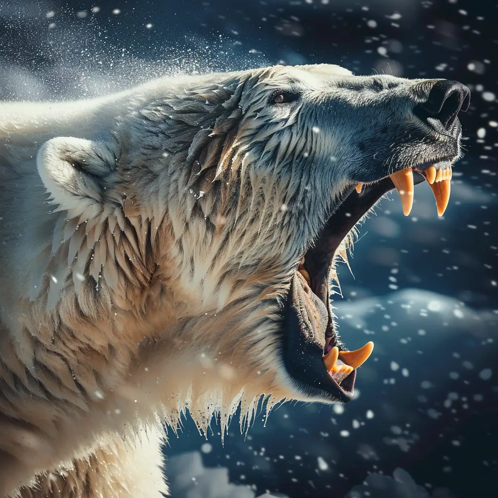 polar bear teeth roar angry dangerous photography