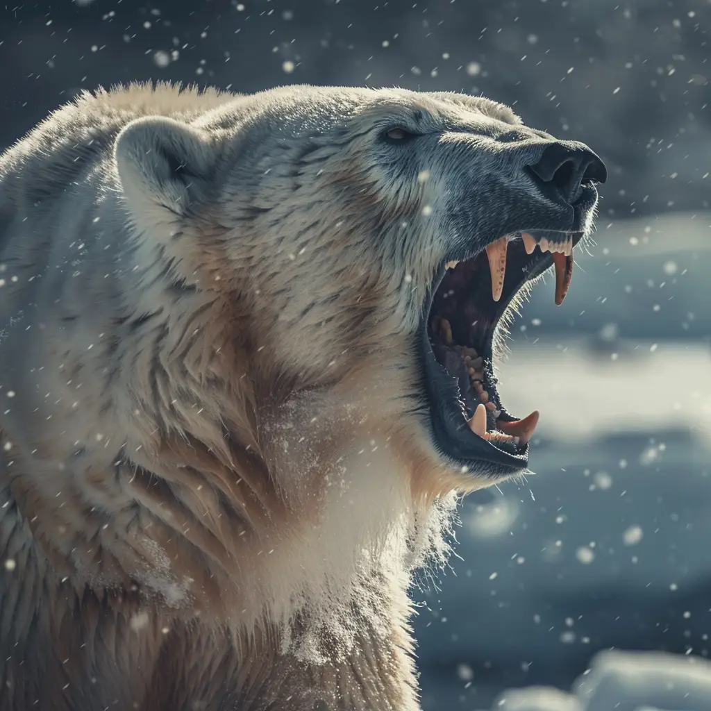 polar bear teeth roar dangerous angry photography