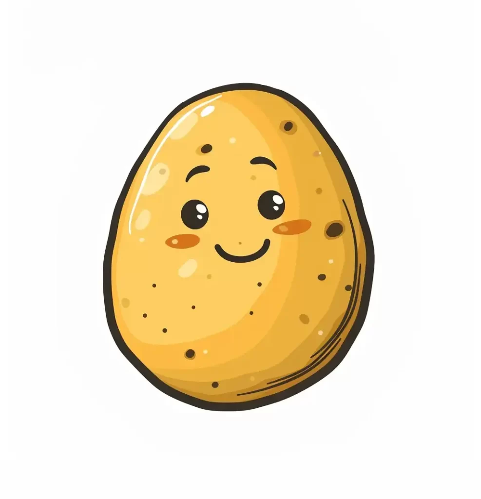 potato logo vector sticker cute line cartoon illustration