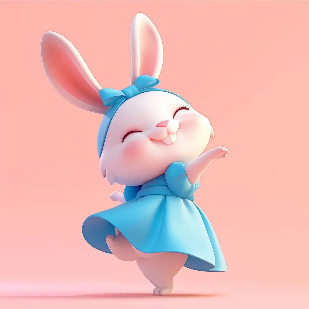 rabbit cute happy 3D character cartoon design