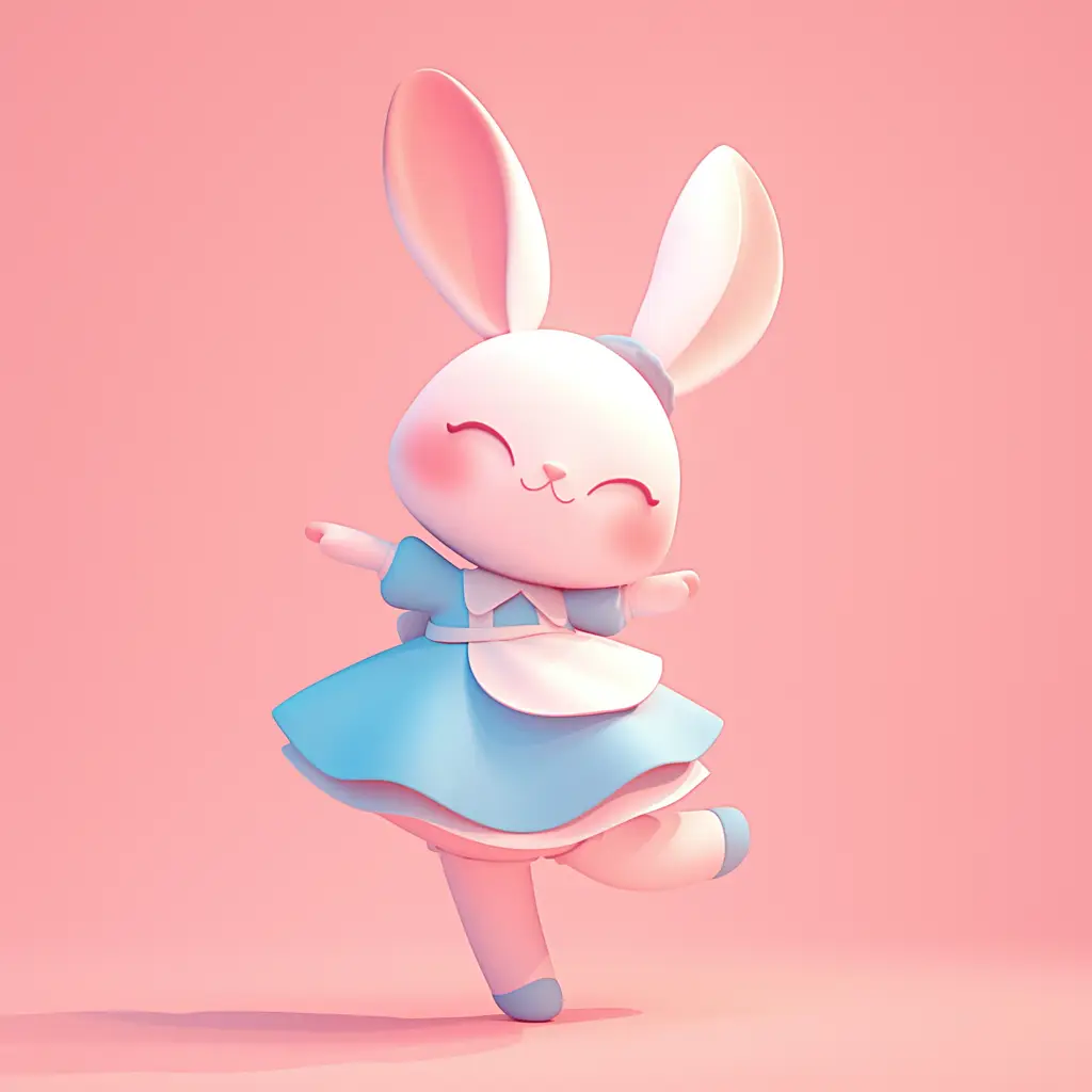 rabbit cute happy 3D character design cartoon
