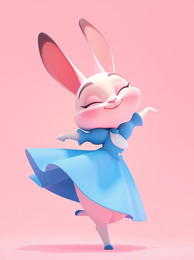 rabbit cute happy character 3D cartoon design