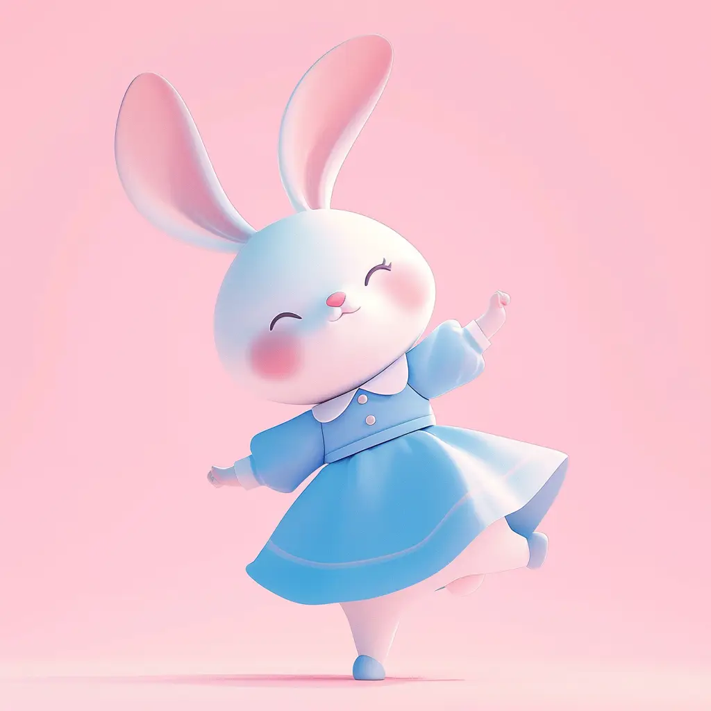 rabbit cute happy character 3D design cartoon