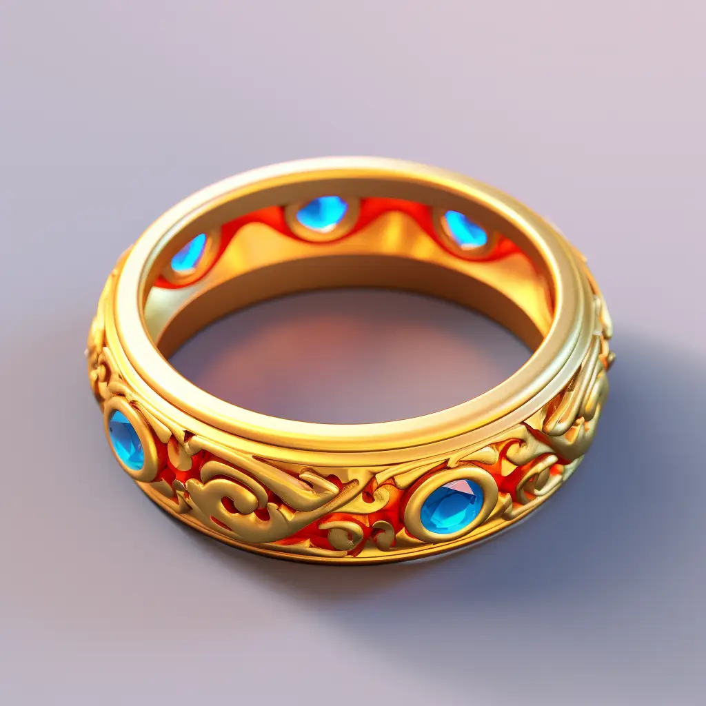ring finger icon 3D material game UI art gold golden