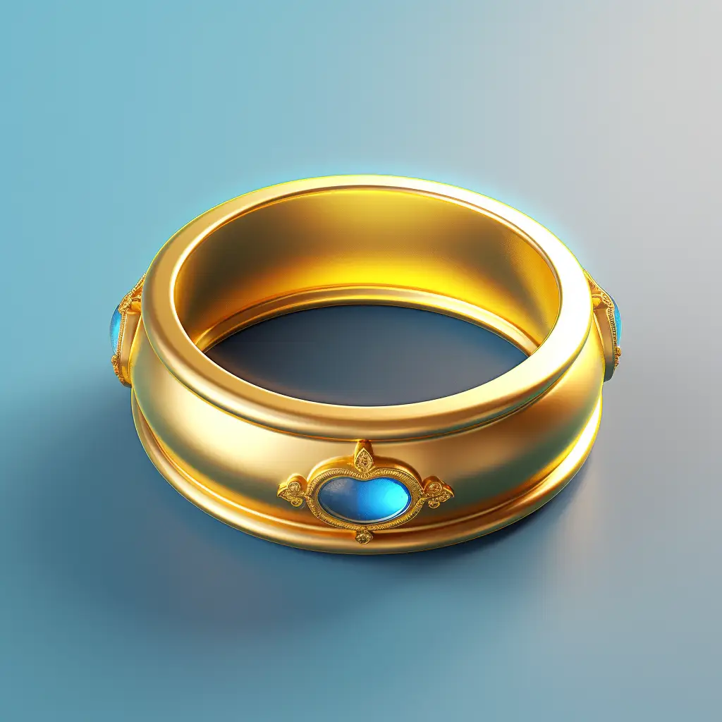 ring finger icon 3D material game UI art golden gold