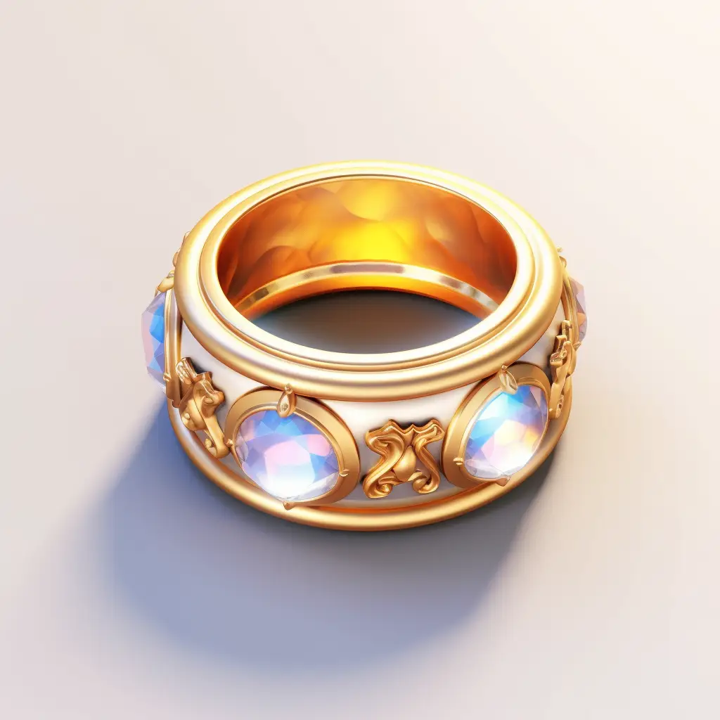 ring finger icon 3D material game UI golden art gold
