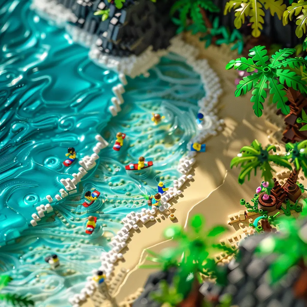 sandbeach beach sea wave assembled lego 3D scene model