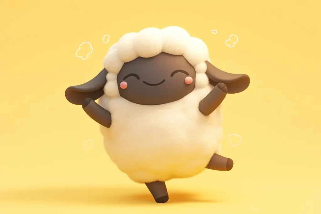 sheep cute 3D happy character design cartoon