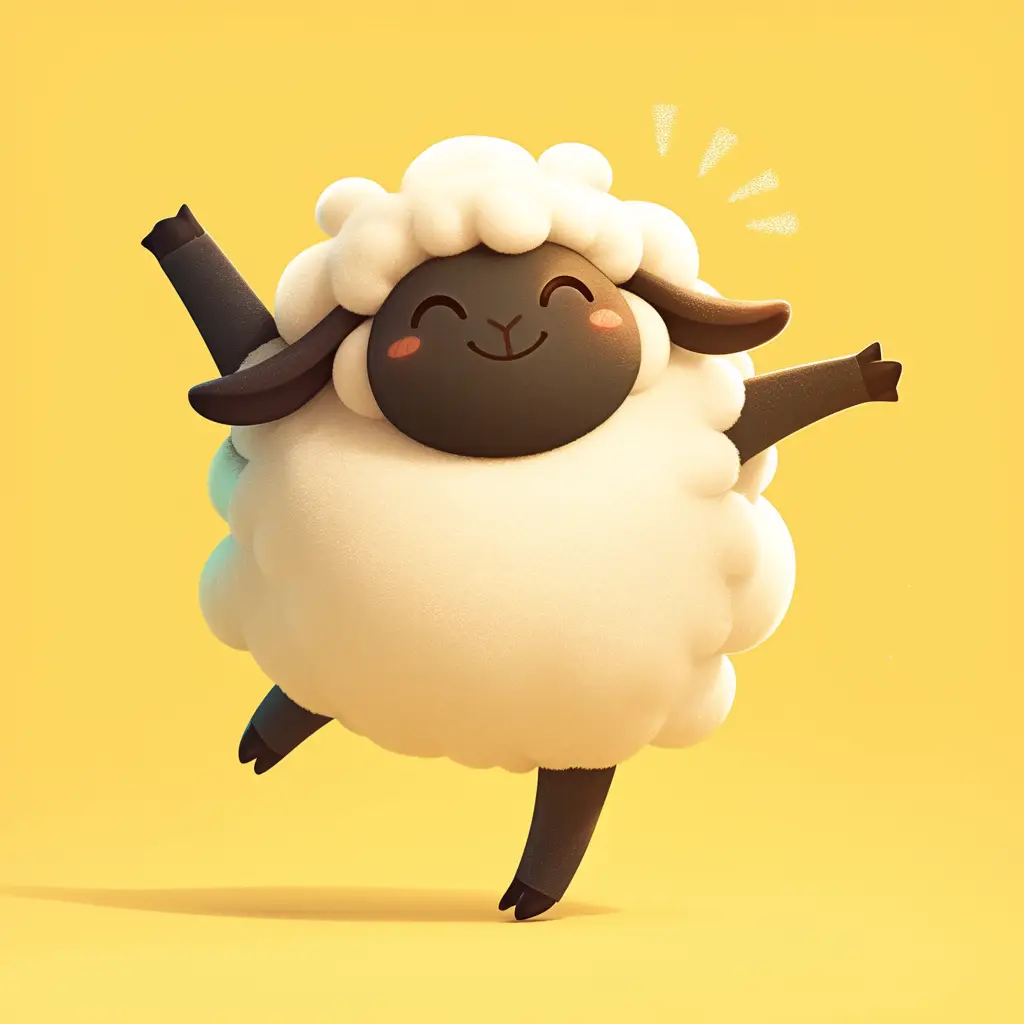 sheep cute happy 3D character cartoon design