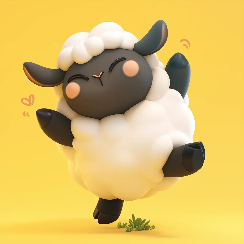 sheep cute happy 3D character design cartoon