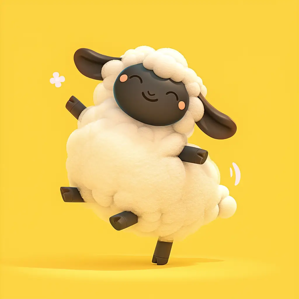sheep cute happy character 3D cartoon design