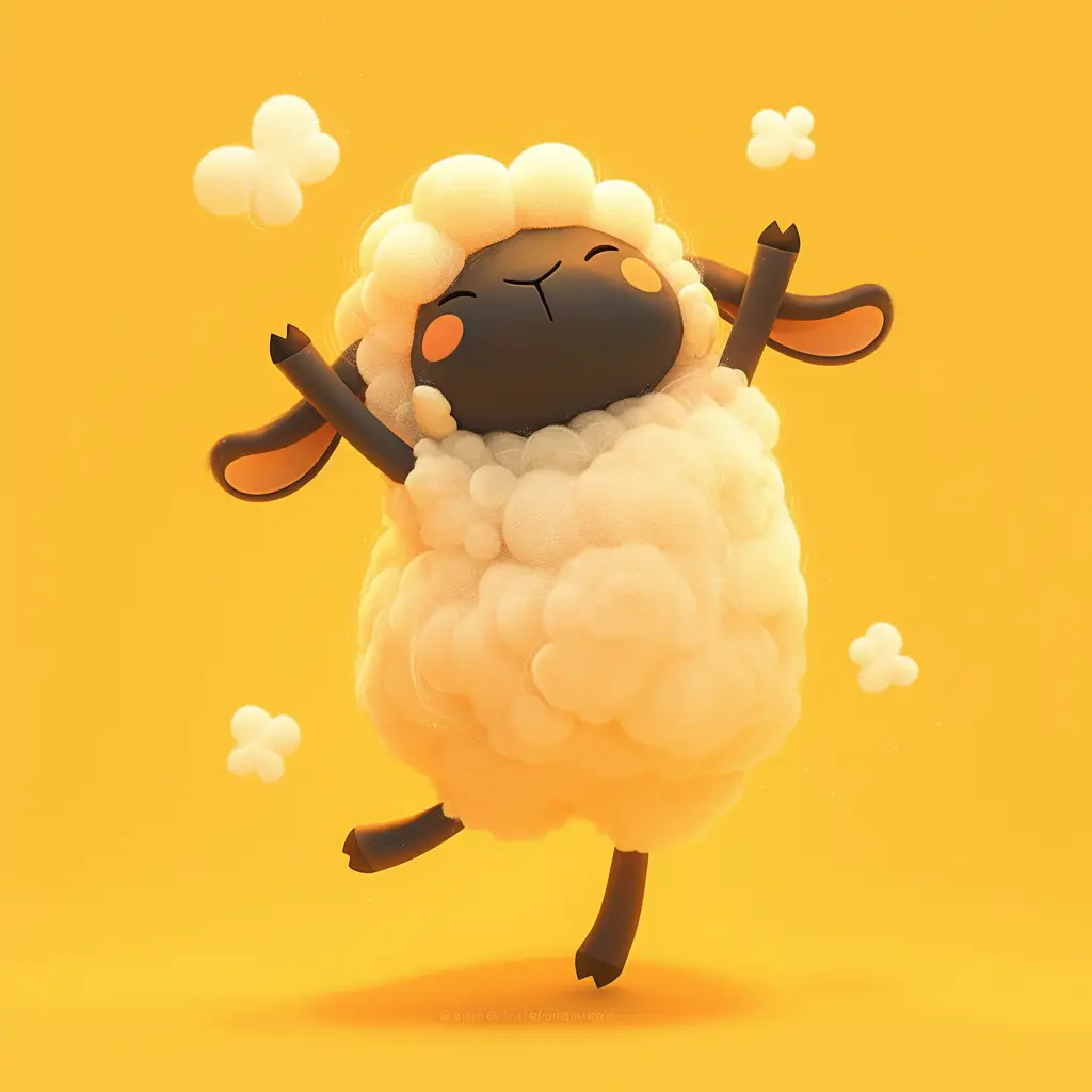 sheep cute happy character 3D design cartoon