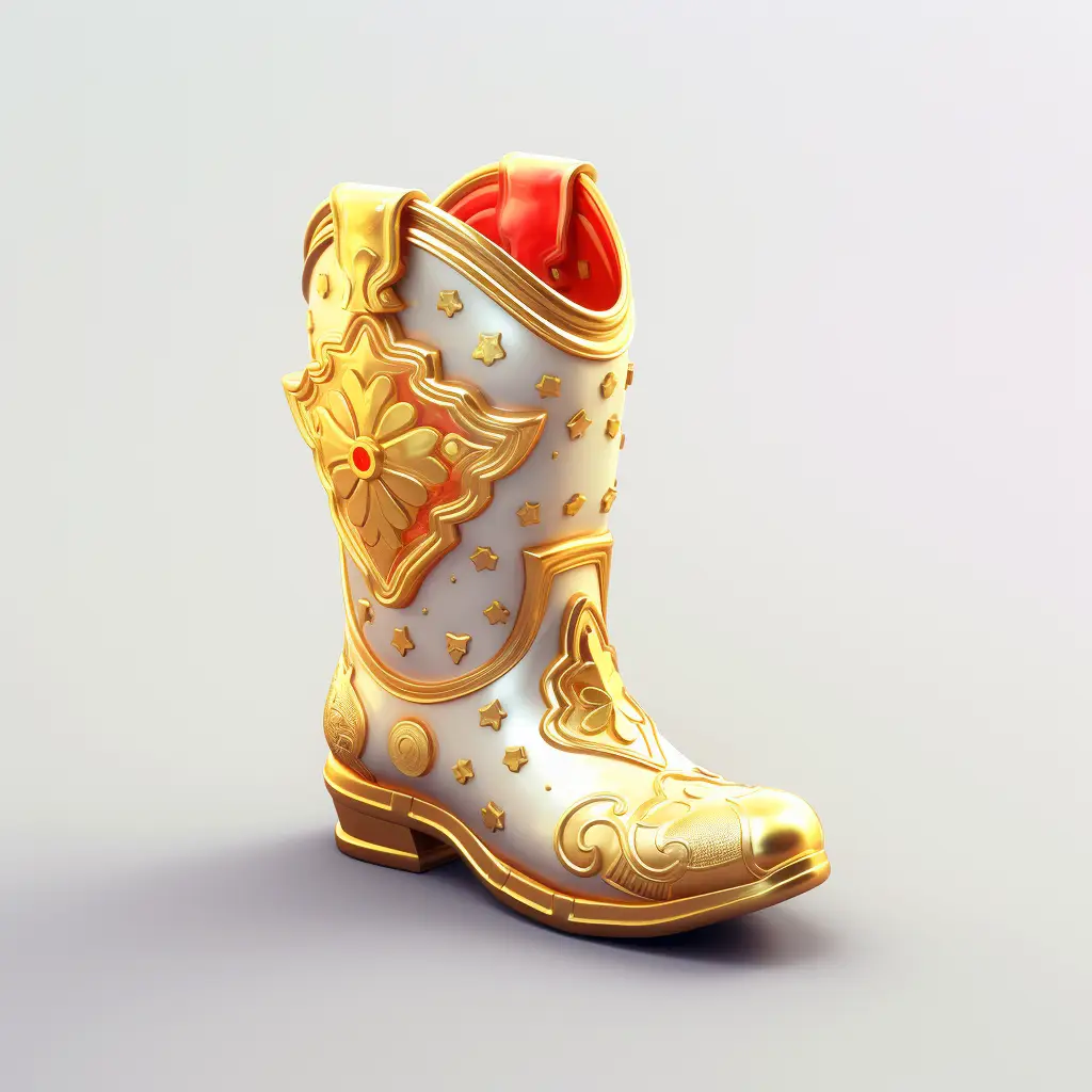 shoes boots icon 3D material game UI art gold golden