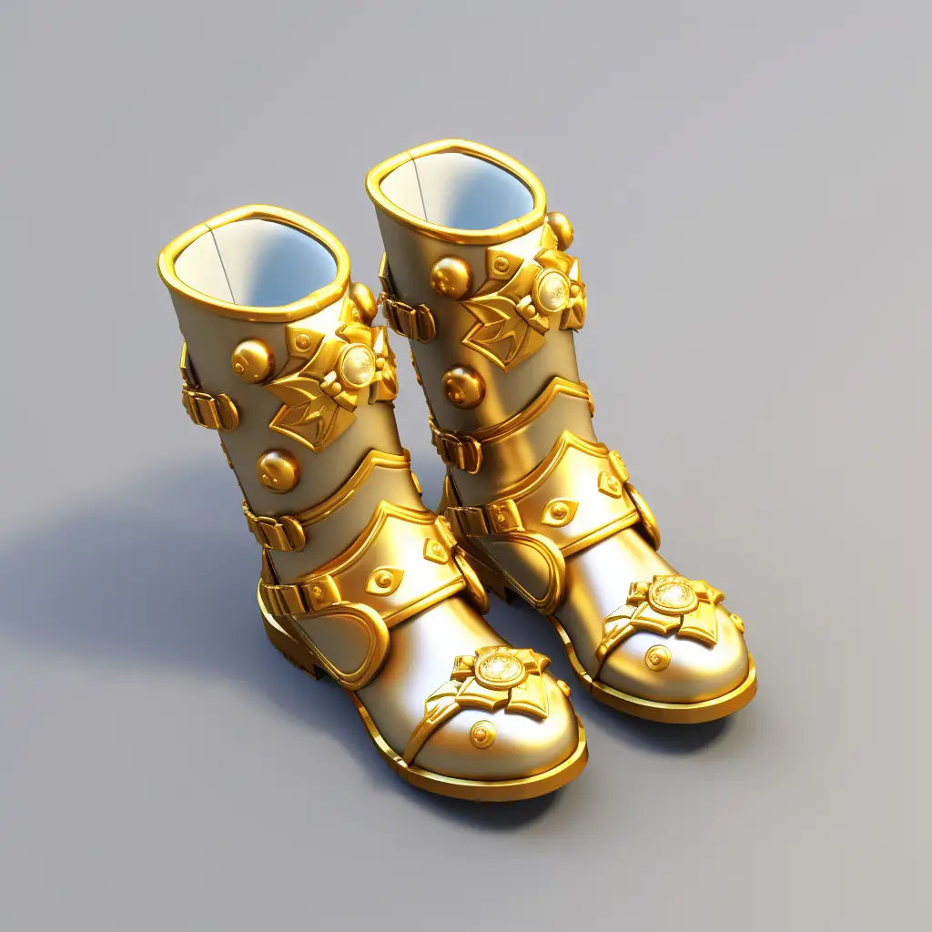 shoes boots icon 3D material game UI art golden gold