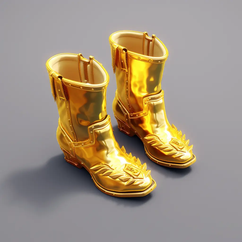 shoes boots icon 3D material game UI golden art gold