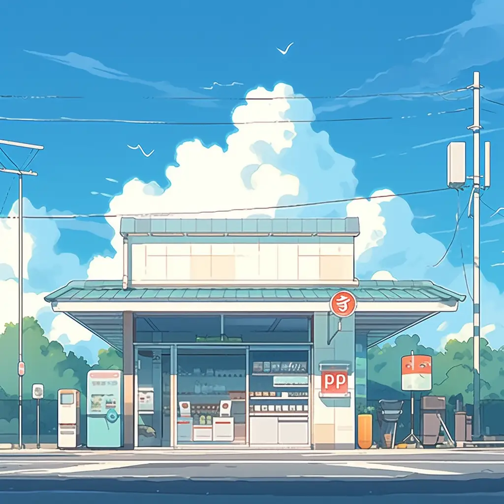 shop 7-11 convenience store supermarket front facade illustration cartoon