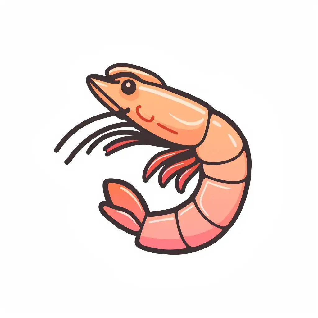 shrimp logo sticker vector line cute cartoon