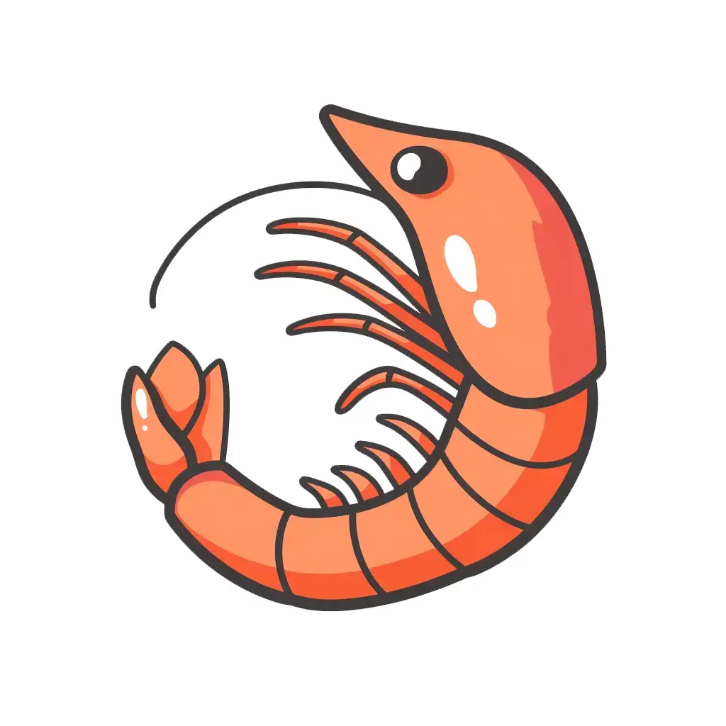 shrimp logo vector sticker cute line cartoon