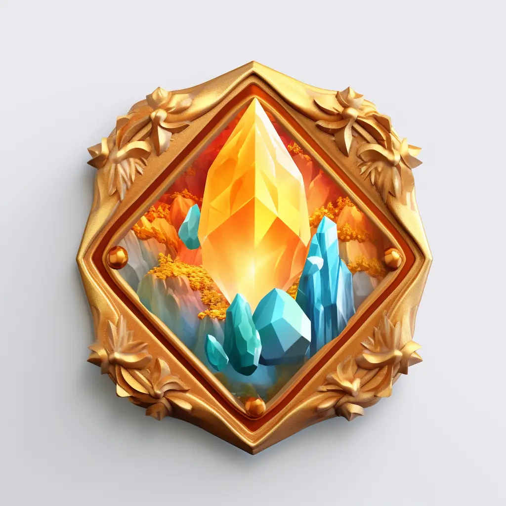 sorcerer stone icon 3D material game UI art gold golden