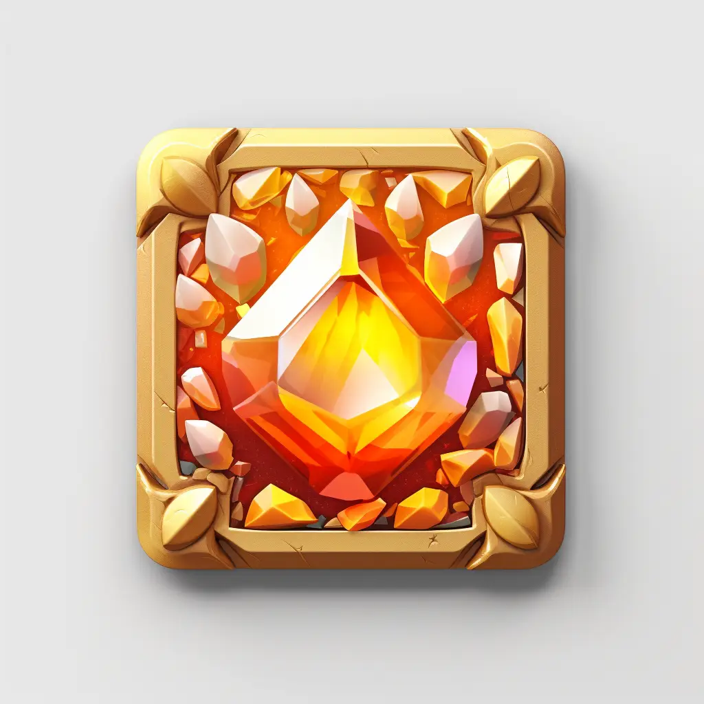 sorcerer stone icon 3D material game UI gold golden art
